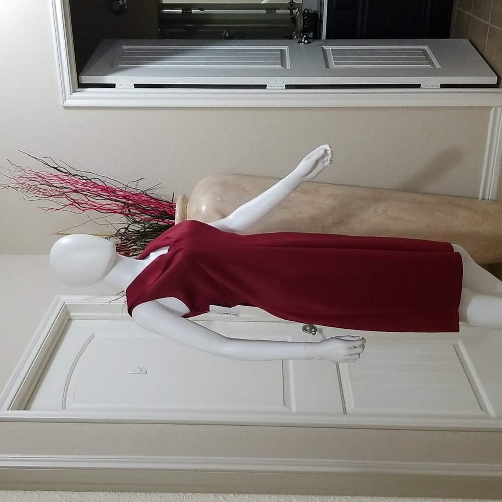 Burgundy ponte knit dress ny En Focus Studios